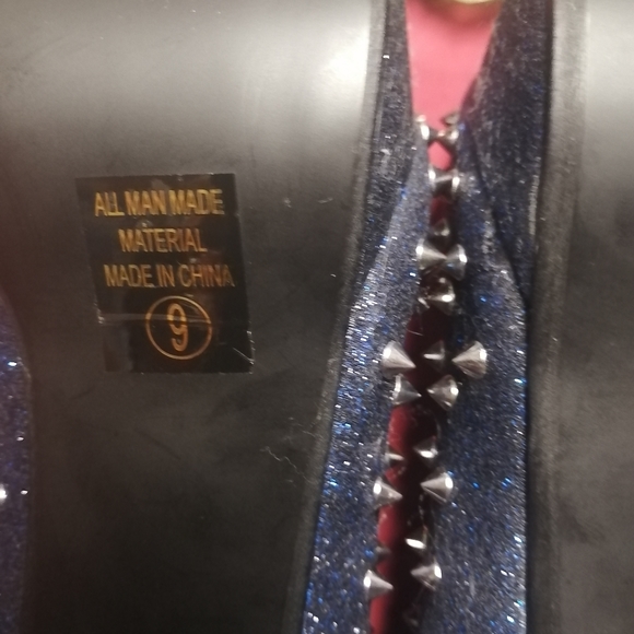 Midnight blue sparkly studded heels - Picture 4 of 8